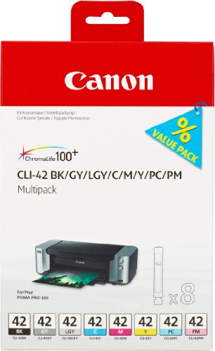 Canon CLI-42 BK/GY/LG/C/M/Y/PC/PM Multipack - 8-pack - grey, yellow, cyan, magenta, light grey, photo cyan, photo magenta, dye-based black - original - ink tank - for PIXMA PRO-100, PRO-100S, PIXUS PRO-100