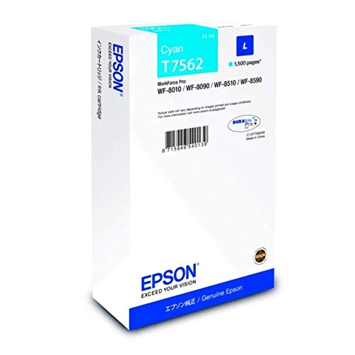 Epson T7562 - 14 ml - L size - cyan - original - ink cartridge - for WorkForce Pro WF-8010, WF-8090, WF-8090 D3TWC, WF-8510, WF-8590, WF-8590 D3TWFC