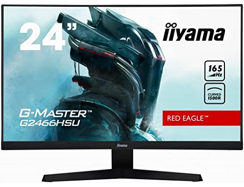 iiyama G-MASTER Red Eagle G2466HSU-B1 - LED monitor - curved - 24" (23.6" viewable) - 1920 x 1080 Full HD (1080p) @ 165 Hz - VA - 250 cd/m² - 3000:1 - 1 ms - 2xHDMI, DisplayPort - speakers - matte black