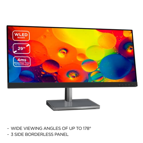 Lenovo L29w-30 - LED monitor - 29" (29" viewable) - 2560 x 1080 - IPS - 300 cd/mï¿½ - 1000:1 - 4 ms - HDMI, DisplayPort - speakers - raven black