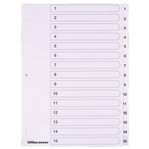 Best Value Polypropylene punched Dividers A4 1-15 Numeric White