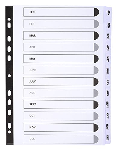 Best Value Exacompta Mylar Printed Indices, A4, 12 Parts (Jan-Dec) - White