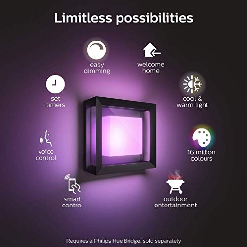 Philips Hue Econic - Wall lamp - LED light bulb - 15 W (equivalent 79 W) - class A - 2000-6500 K - black