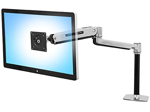 Ergotron LX Sit-Stand Desk Mount LCD Arm - Mounting kit (pole, VESA adapter, sit-stand arm, desk clamp base, grommet-mount base) for LCD display - aluminium - polished aluminium - screen size: up to 42"