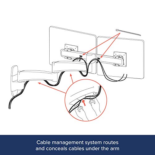 Ergotron 200 Series Dual Monitor Arm - Mounting kit (wall bracket, dual articulating arm, crossbar extender) for 2 LCD displays - steel - black - screen size: up to 24" - wall-mountable