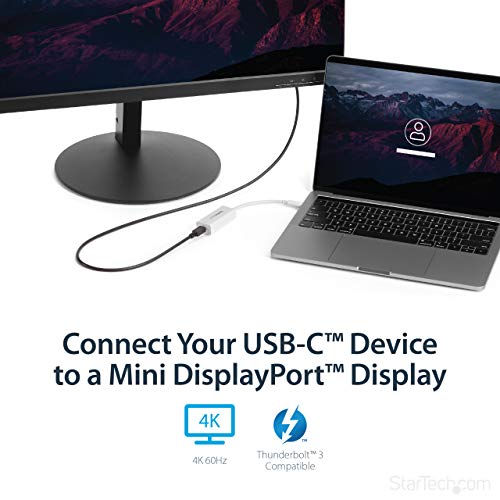 StarTech.com USB-C to Mini DisplayPort Adapter - 4K 60Hz - White - USB 3.1 Type-C to Mini DP Adapter (CDP2MDP)