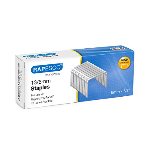 Best Value Rapesco S13060Z3 Galvanised Staples 13/6 mm - Box of 5,000 - Stainless Steel