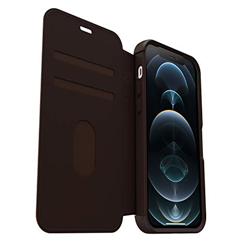 OtterBox Strada Series Folio - Flip cover for mobile phone - leather, polycarbonate, metal latch - espresso brown - slim design - for Apple iPhone 12, 12 Pro