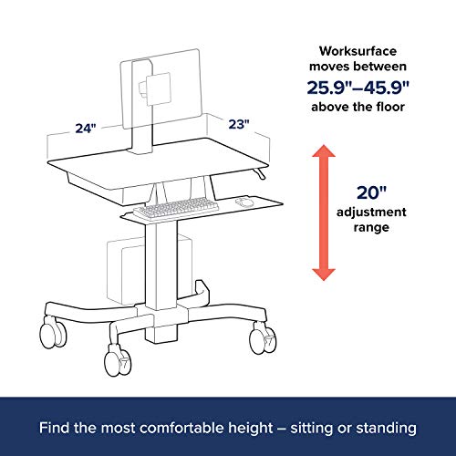 Ergotron WorkFit-C Single HD Sit-Stand Workstation - Cart for LCD display / keyboard / mouse / CPU - grey, black - screen size: 30"