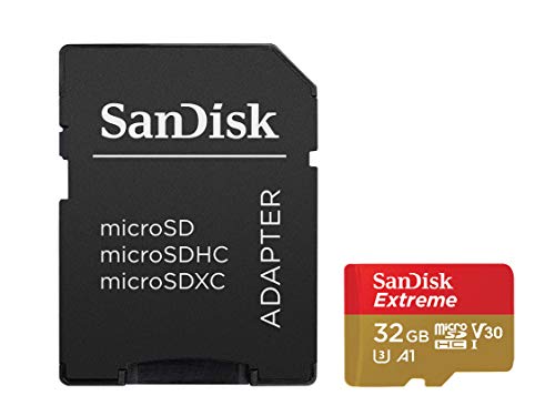 SanDisk Extreme - Flash memory card (microSDHC to SD adapter included) - 32 GB - A1 / Video Class V30 / UHS-I U3 / Class10 - microSDHC UHS-I