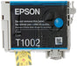 Epson T1002 - 11.1 ml - cyan - original - blister with RF/acoustic alarm - ink cartridge - for Stylus SX510, SX515, SX600, SX610, Stylus Office B1100, B40, BX310, BX600, BX610