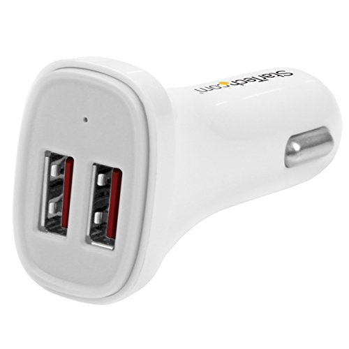 Best Value StarTech.com Dual Port USB Car Charger - High Power 24W/4.8A - White- 2-Port USB Car Charger - Charge two tablets at once (USB2PCARWHS)