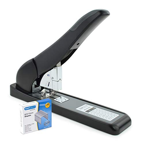 Best Value Rapesco ECO HD-210 Extra Heavy Duty Stapler (black) & 923/15mm Staples B/1000pcs