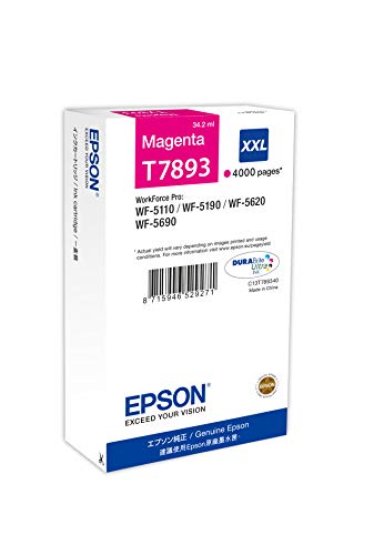 Epson T7893 - 34.2 ml - XXL size - magenta - original - print cartridge - for WorkForce Pro WF-5110DW, WF-5190DW, WF-5190DW BAM, WF-5620DWF, WF-5690DWF, WF-5690DWF BAM