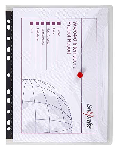 Best Value Snopake 12566 A4 Polyfile Classic Clear Ring Binder Popper Wallet File -Transparent, Pack 5