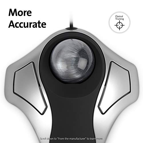 Kensington Orbit Optical Trackball - Trackball - optical - 2 button(s) - wired - PS/2, USB - black, metallic silver