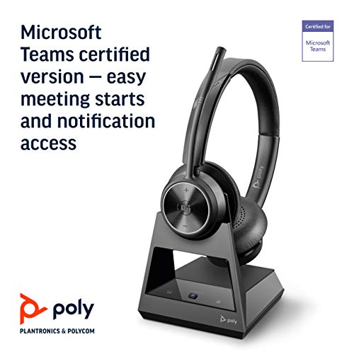 Poly Savi 7320 Stereo Wireless Binaural DECT Headset Optimised for Microsoft Teams Up to 13 Hours Talk Time