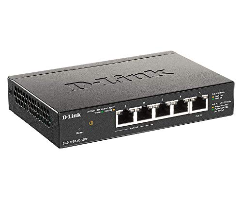 D-Link DGS 1100-05PDV2 - Switch - smart - 5 x 10/100/1000 (2 PoE) - desktop - PoE (18 W)