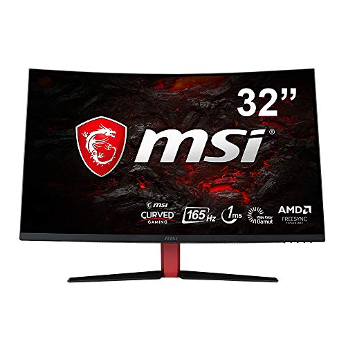 Best Value MSI Optix AG32CV Curved Gaming Monitor '31.5 Inch, Full HD, VA, 165Hz, 1ms, 1920x1080, 1800R, RGB Mystic Light, DisplayPort, HDMI, DVI-D, AMD FreeSync, G-Sync Compatible'