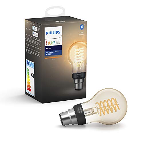 Philips Hue White - LED filament light bulb - shape: A60 - B22 - 7 W (equivalent 40 W) - class A+ - warm white light - 2100 K - transparent