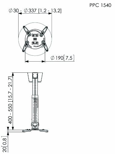 Vogel's Professional PPC 1540 - Mounting kit (ceiling mount, interface plate, telescopic pole) - for projector - white - ceiling mountable