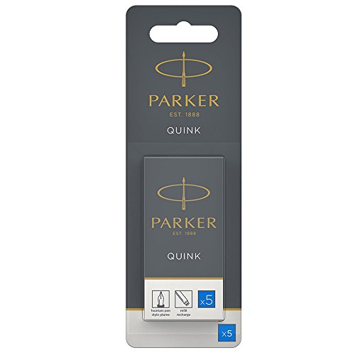 Best Value Parker Quink Fountain Pen Refills, Long Cartridges, Blue Ink, Blister Pack of 5