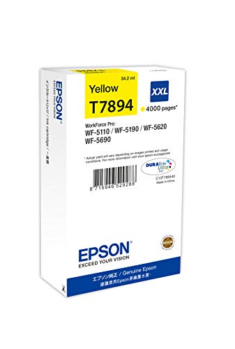 Epson T7894 - 34.2 ml - XXL size - yellow - original - ink cartridge - for WorkForce Pro WF-5110DW, WF-5190DW, WF-5190DW BAM, WF-5620DWF, WF-5690DWF, WF-5690DWF BAM