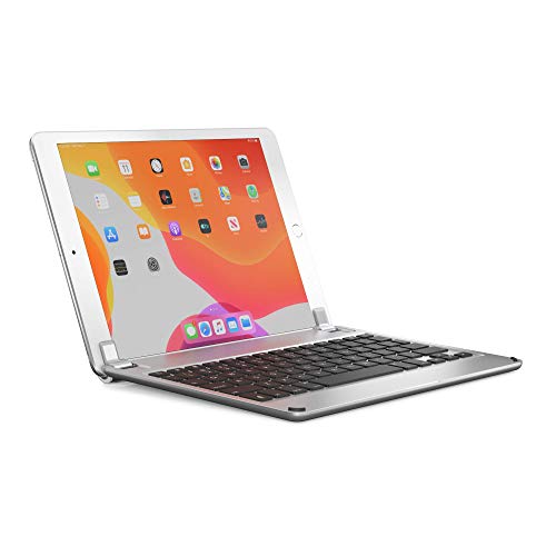 Brydge 10.2 Inch QWERTZ German Bluetooth Wireless Keyboard for Apple iPad 7th Gen Durable Aluminium Body Backlit Keys  Silver