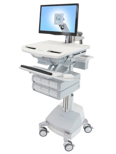 Ergotron StyleView - Cart for LCD display / keyboard / mouse / CPU / notebook / barcode scanner (open architecture) - medical - aluminium, zinc-plated steel, high-grade plastic - grey, white, polished aluminium - screen size: up to 24" - output: AC 230 V - 66 Ah - Lead Acid