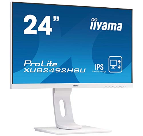 iiyama ProLite XUB2492HSU-W1 - LED monitor - 24" (23.8" viewable) - 1920 x 1080 Full HD (1080p) @ 60 Hz - IPS - 250 cd/m - 1000:1 - 5 ms - HDMI, VGA, DisplayPort - speakers - white