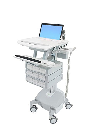 Ergotron StyleView - Cart for notebook / keyboard / mouse (open architecture) - medical - aluminium, zinc-plated steel, high-grade plastic - grey, white, polished aluminium - screen size: 17.3" wide - output: AC 230 V - 40 Ah - lithium iron phosphate