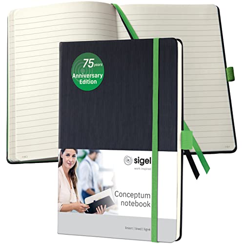 Sigel CONCEPTUM  A5 Casebound Hard Cover Notebook Ruled 194 Pages Anniversary Edition Black-Green CO665