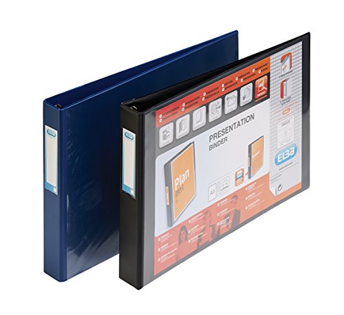 Elba Vision A3 Ring Binder 4 D-Ring Landscape PVC 30mm 300 Sheets Blue