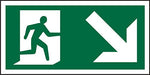 Best Value Seco Fire Exit - Man Running Right & Arrow Pointing Down & Right Pictogram Sign, 200mm x 100mm - Self Adhesive Vinyl