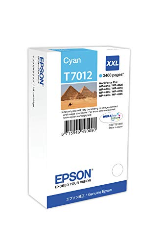 Epson T7012 - XXL size - cyan - original - blister - ink cartridge - for WorkForce Pro WP-4015 DN, WP-4095 DN, WP-4515 DN, WP-4525 DNF, WP-4595 DNF