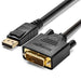 Kensington DisplayPort 1.1 (M) to DVI-D (M) Passive Cable, 6ft - Display cable - DisplayPort (M) to DVI-D (M) - DisplayPort 1.1 - 1.83 m - passive, thumbscrews, 1080p support - black