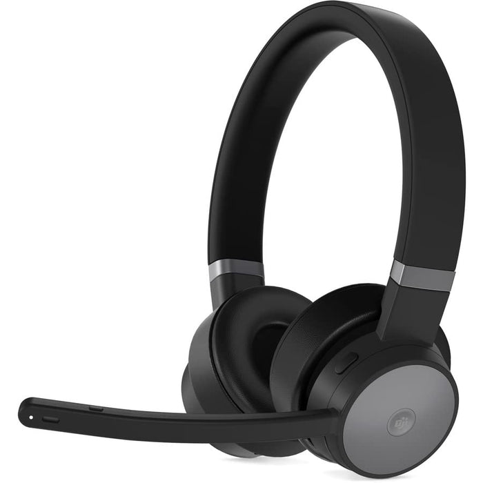 Lenovo Go - Headset - on-ear - Bluetooth - wireless, wired - active noise cancelling - USB-C - thunder black - Certified for Skype for Business, Certified for Microsoft Teams - for IdeaPad 5 14IAL7 82SD, ThinkPad T16 Gen 1 21BV