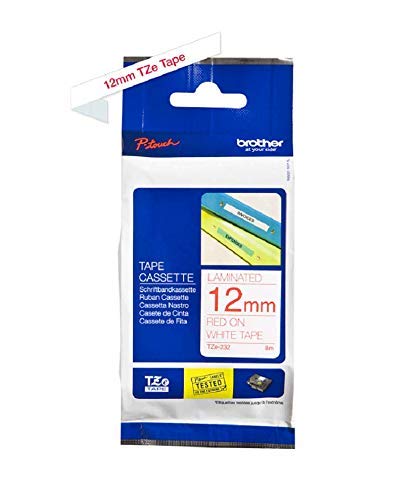 Best Value Brother TZe-232 Labelling Tape Cassette, 12 mm (W) x 8 m (L), Laminated, Brother Genuine Supplies - Red on White