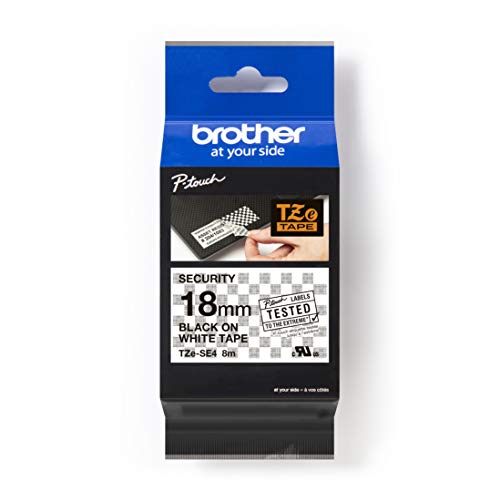 Brother TZe-SE4 - Tell-tale adhesive - black on white - Roll (1.8 cm x 8 m) 1 roll(s) security tape - for Brother PT-D600, P-Touch PT-1880, 70, E550, E800, P750, P900, P950, P-Touch EDGE PT-P750