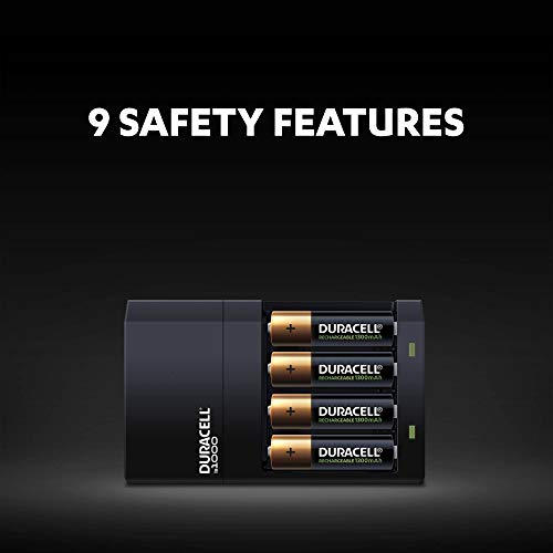 Duracell Battery Charger - Charges in 4 Hours, Coming with 2 AA and 2 AAA Batteries