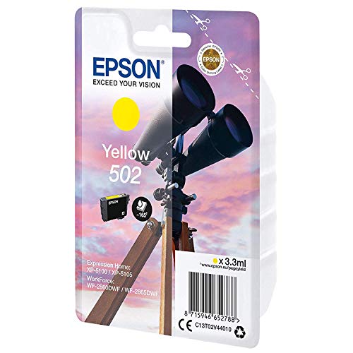 Epson 502 - 3.3 ml - yellow - original - blister - ink cartridge - for Expression Home XP-5100, XP-5105, WorkForce WF-2860, WF-2860DWF, WF-2865DWF