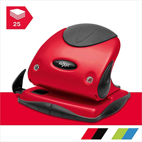 Best Value Rexel Choices, 2115692, P225 2 Hole Punch, 25 Sheet Capacity, Paper Alignment Indicator, Metal, Red