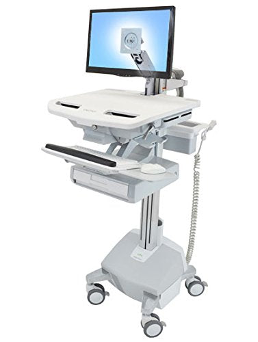 Ergotron StyleView - Cart for LCD display / keyboard / mouse / CPU / notebook / barcode scanner (open architecture) - medical - aluminium, zinc-plated steel, high-grade plastic - grey, white, polished aluminium - screen size: up to 24" - output: AC 230 V - 40 Ah - lithium