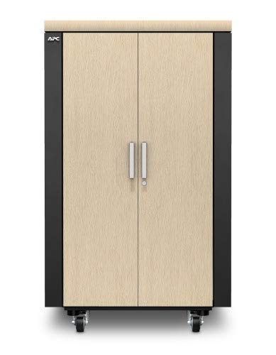 APC NetShelter CX Secure Soundproof Server Room in a Box Enclosure - Shock Packaging - Rack cabinet - with power distribution unit - grey, oak - 24U - 19"