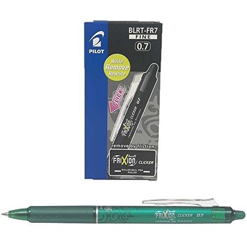 Best Value Pilot Frixion Clicker Retractable Erasable Rollerball 0.7 mm Tip - Green, Box of 12