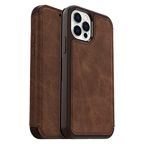 OtterBox Strada Series Folio - Flip cover for mobile phone - leather, polycarbonate, metal latch - espresso brown - slim design - for Apple iPhone 12, 12 Pro