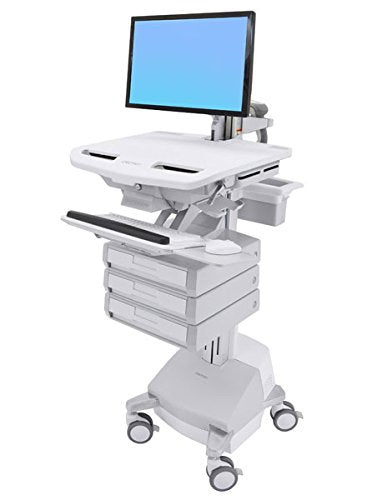 Ergotron StyleView Cart with LCD Arm, SLA Powered, 3 Drawers - Cart - for LCD display / PC equipment (open architecture) - lockable - aluminium, zinc-plated steel, high-grade plastic - screen size: up to 24" - 66 Ah - Lead Acid