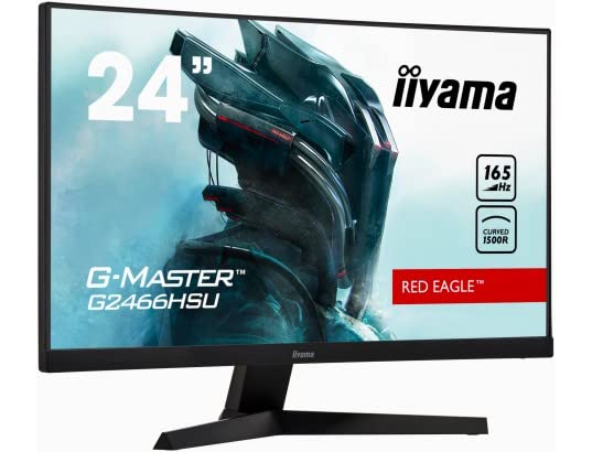 iiyama G-MASTER Red Eagle G2466HSU-B1 - LED monitor - curved - 24" (23.6" viewable) - 1920 x 1080 Full HD (1080p) @ 165 Hz - VA - 250 cd/m² - 3000:1 - 1 ms - 2xHDMI, DisplayPort - speakers - matte black