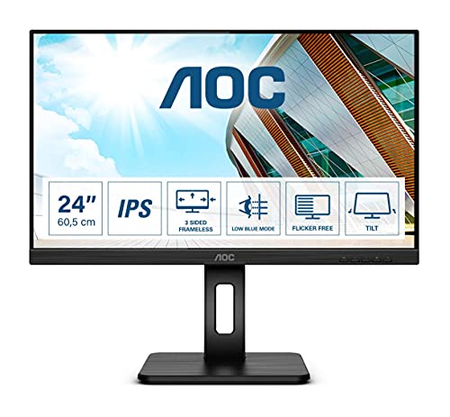 AOC Q24P2Q - LED monitor - 23.8" - 2560 x 1440 1440p (Quad HD) @ 75 Hz - IPS - 250 cd/m - 1000:1 - 4 ms - HDMI, VGA, DisplayPort - speakers - black