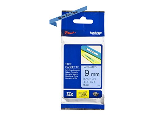 Brother TZe-521 - Black on blue - Roll (0.9 cm x 8 m) 1 roll(s) laminated tape - for Brother PT-D210, D600, H110, H200, P-Touch PT-1005, E110, H107, P-Touch Cube Plus PT-P710